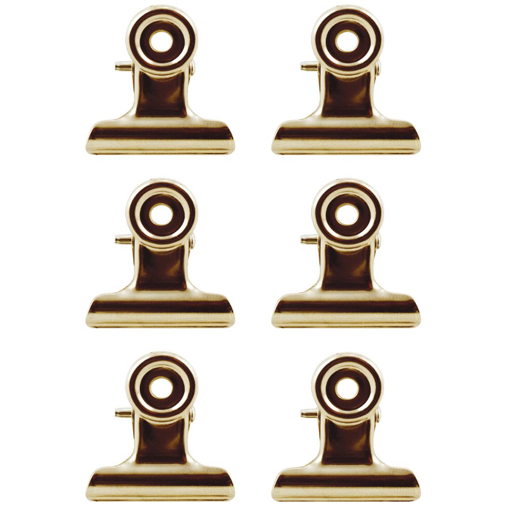 Three By Three Clips Medium Gold 6 Pack Officeworks