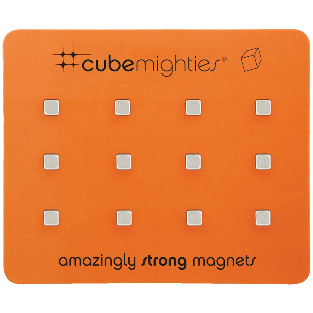 Three By Three Cube Mighties Magnets Silver 12 Pack
