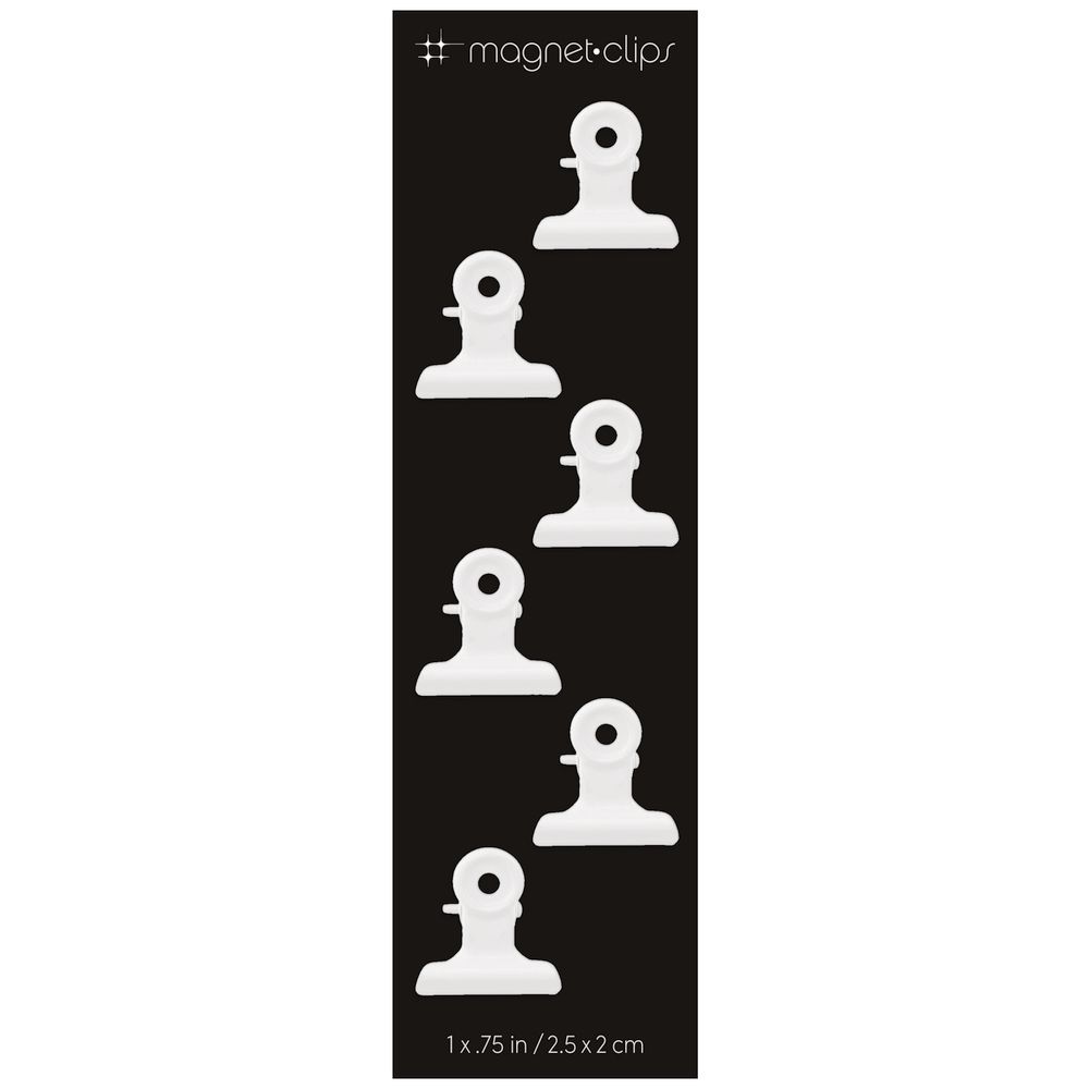 Three By Three Magnetic Clips Small White 6 Pack