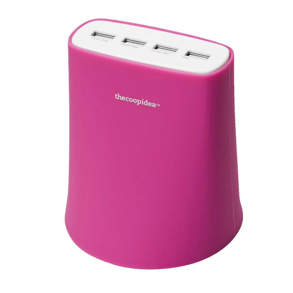 thecoopidea 4 USB Charging Station Pink
