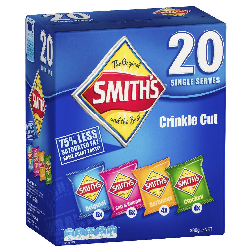 Smith's Crinkle Cut Chips Various 380g 20 Pack