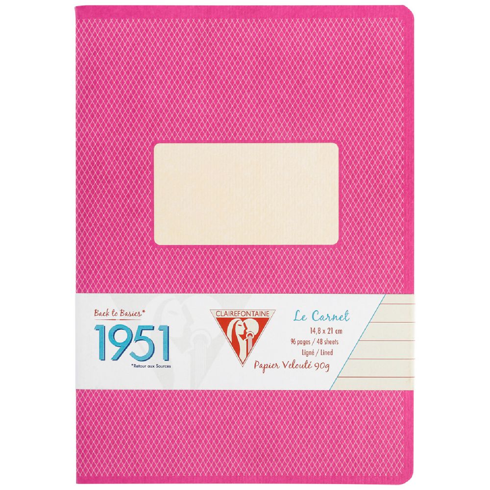 Clairefontaine 1951 Lined A5 Notebook 96 Page Pink
