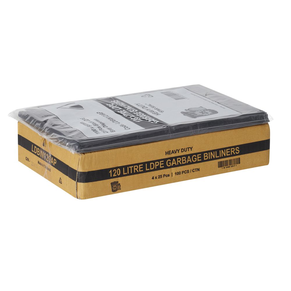 Tailored Packaging All Purpose Bin Liners 120L 100 Pack Black