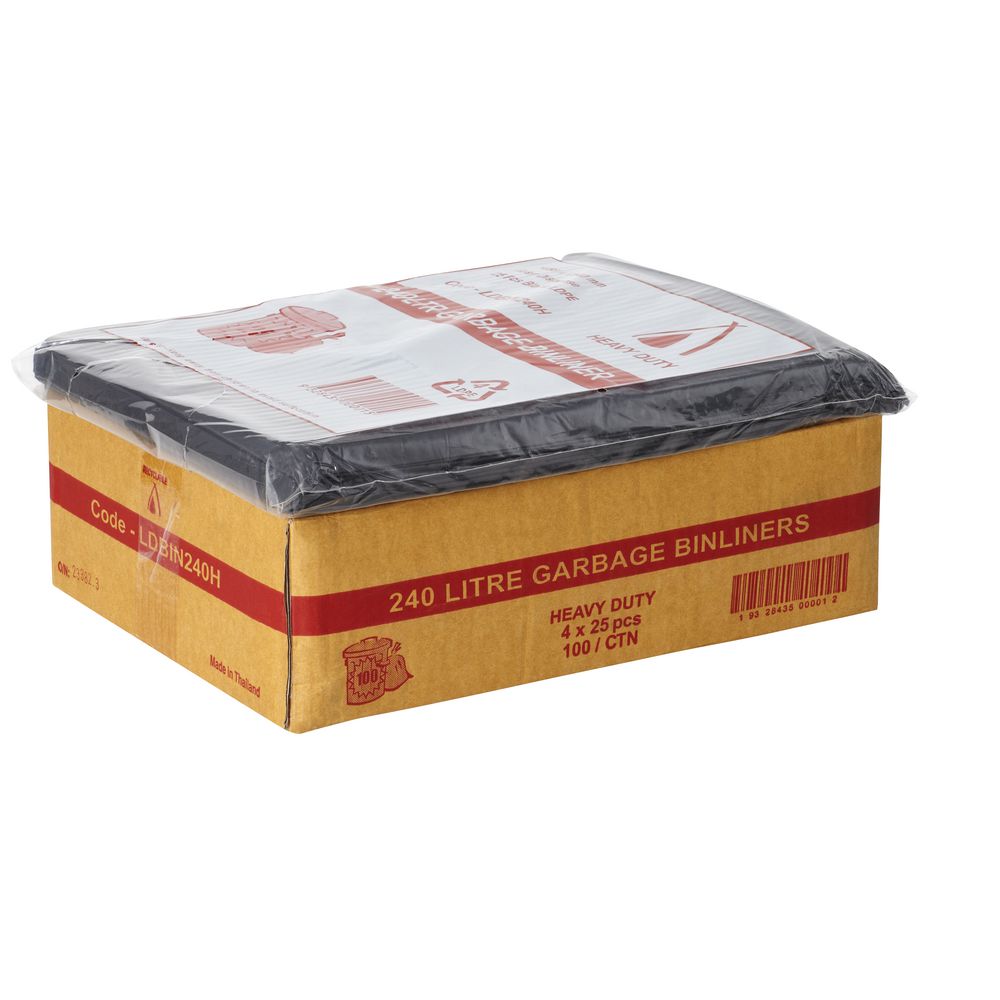 Tailored Packaging Heavy Duty Bin Liners 240L 100 Pack Black