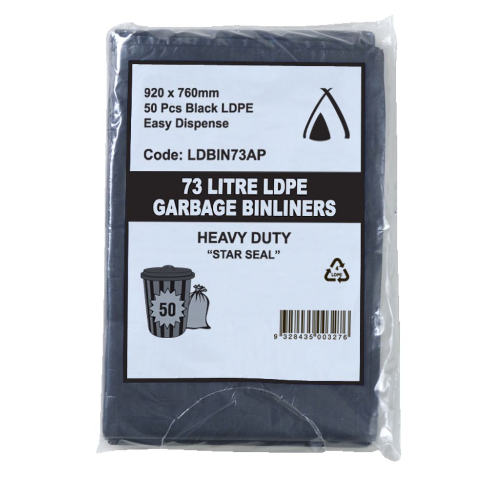 Tailored Packaging All Purpose Bin Liners 73L 50 Pack Black