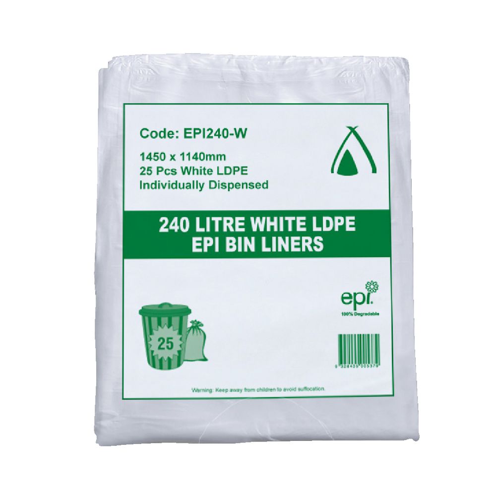 Tailored Packaging Degradable Bin Liner White 240L 100 Pack