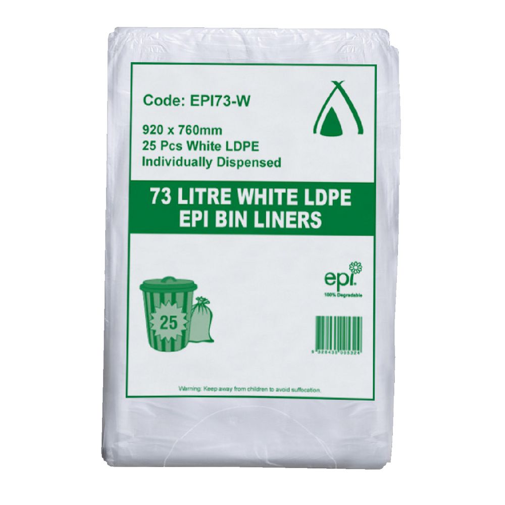 Tailored Packaging Degradable Bin Liner White 73L 250 Pack