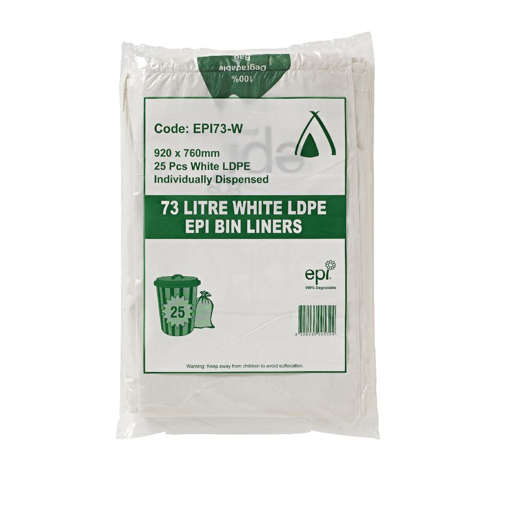 Tailored Packaging Degradable Bin Liner White 73L 25 Pack