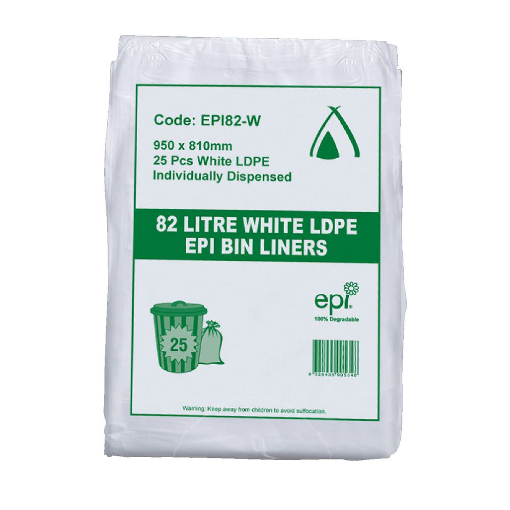 Tailored Packaging Degradable Bin Liner White 82L 250 Pack