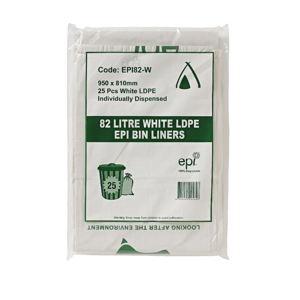 Tailored Packaging Degradable Bin Liner White 82L 25 Pack