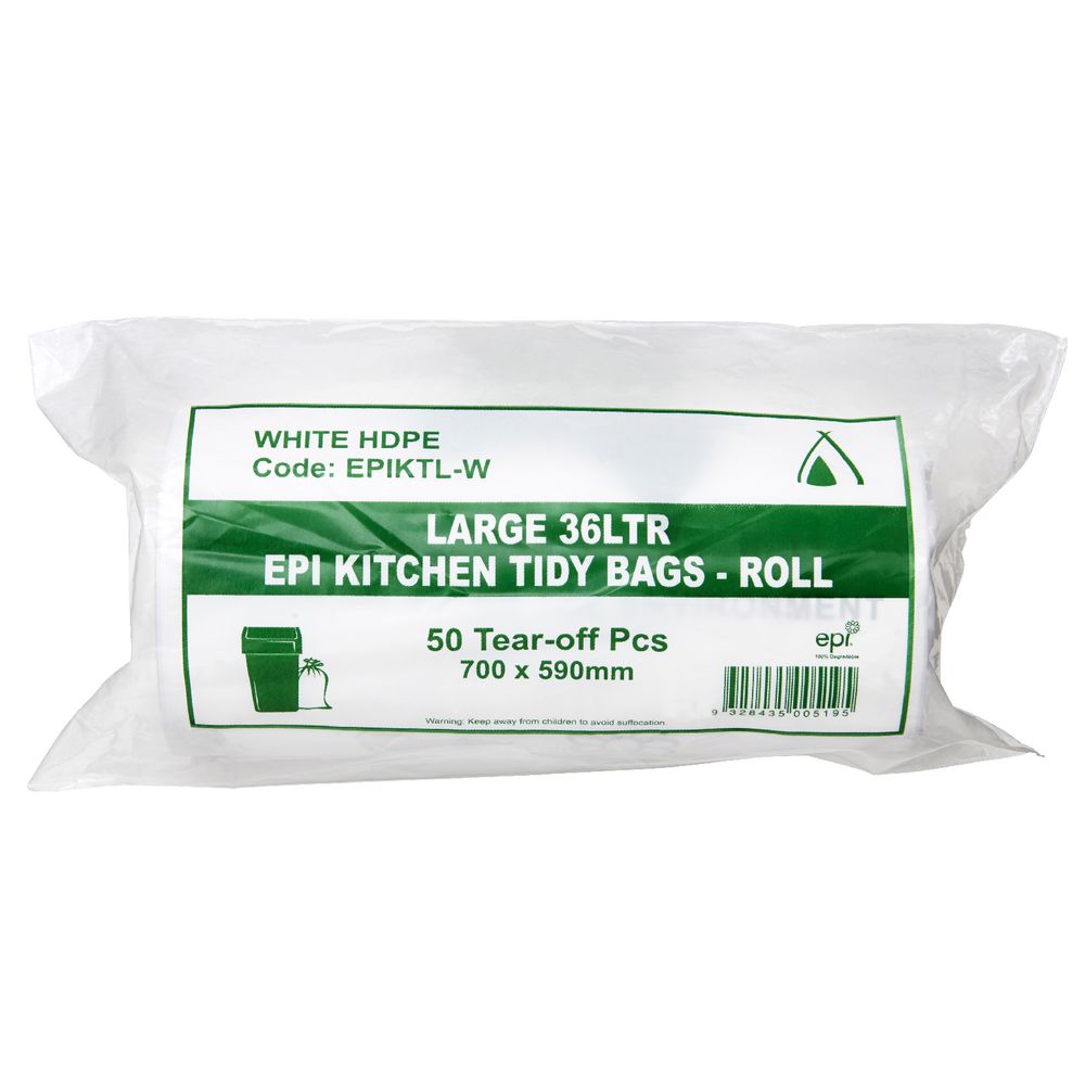 Tailored Packaging Degradable Bin Liner White 36L 50 Pack