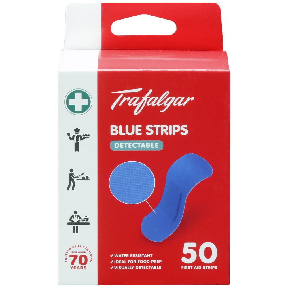 Trafalgar Food Safe Plastic Strips Blue 50 Pack