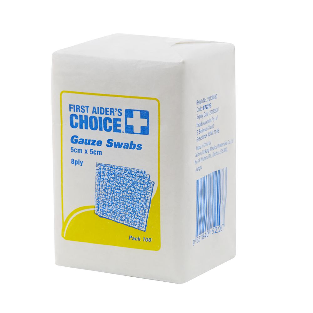First Aiders Choice Non-Sterile Gauze Swabs 5cm 100 Pack