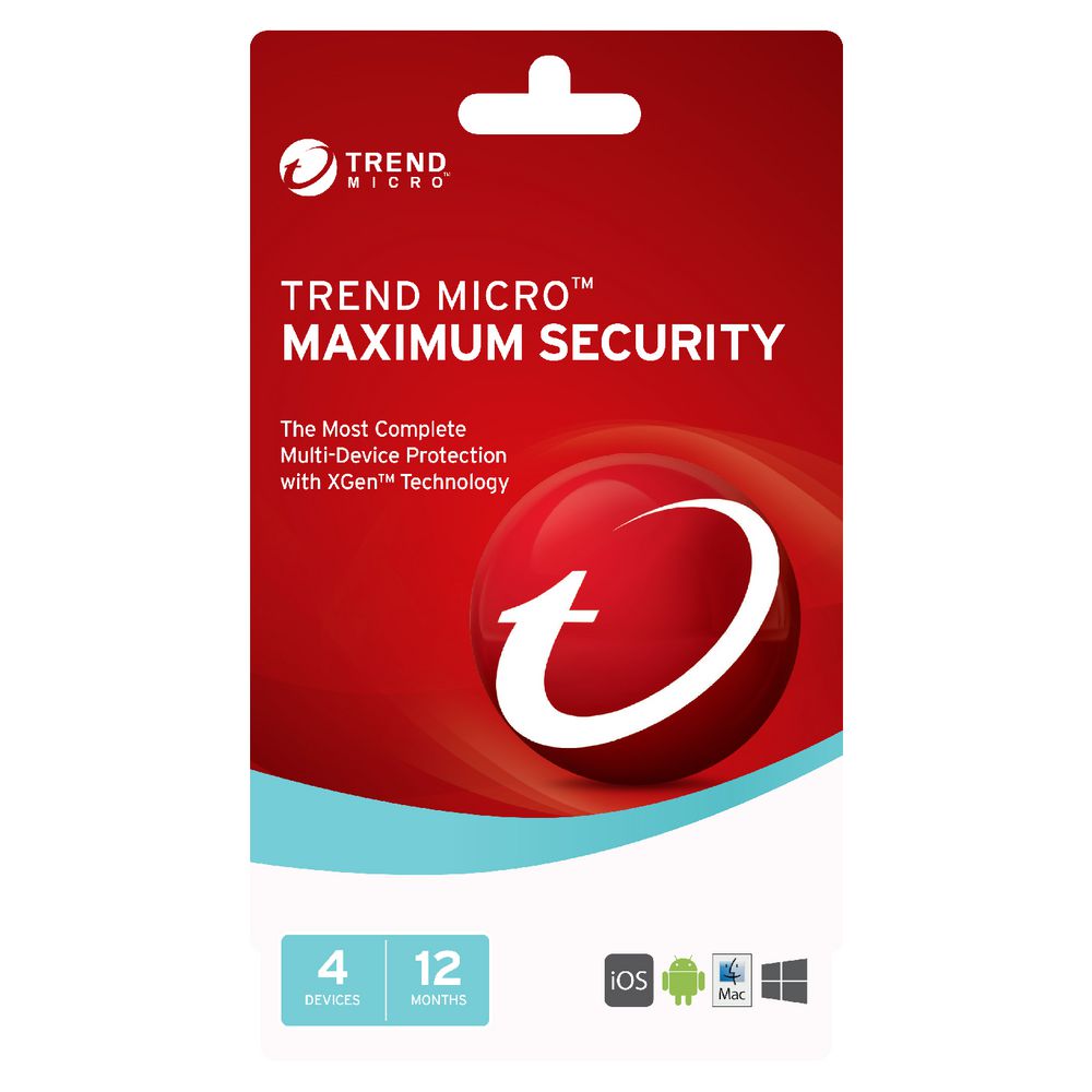 Trend Micro Maximum Security 4 Devices 12 Months Card