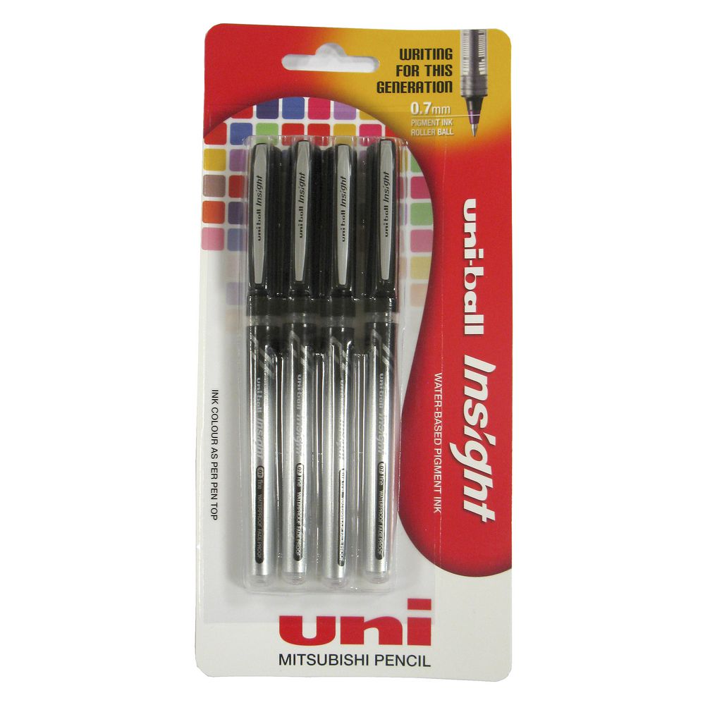 Uni-Ball Insight Rollerball Pens Black 4 Pack