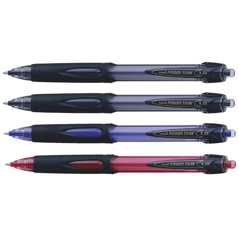 Uni Power Tank Ballpoint Pen 1.0mm Assorted 4 Pack