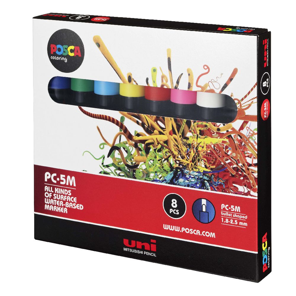 Uni POSCA PC-5M Poster Coloured Marker Assorted 8 Pack