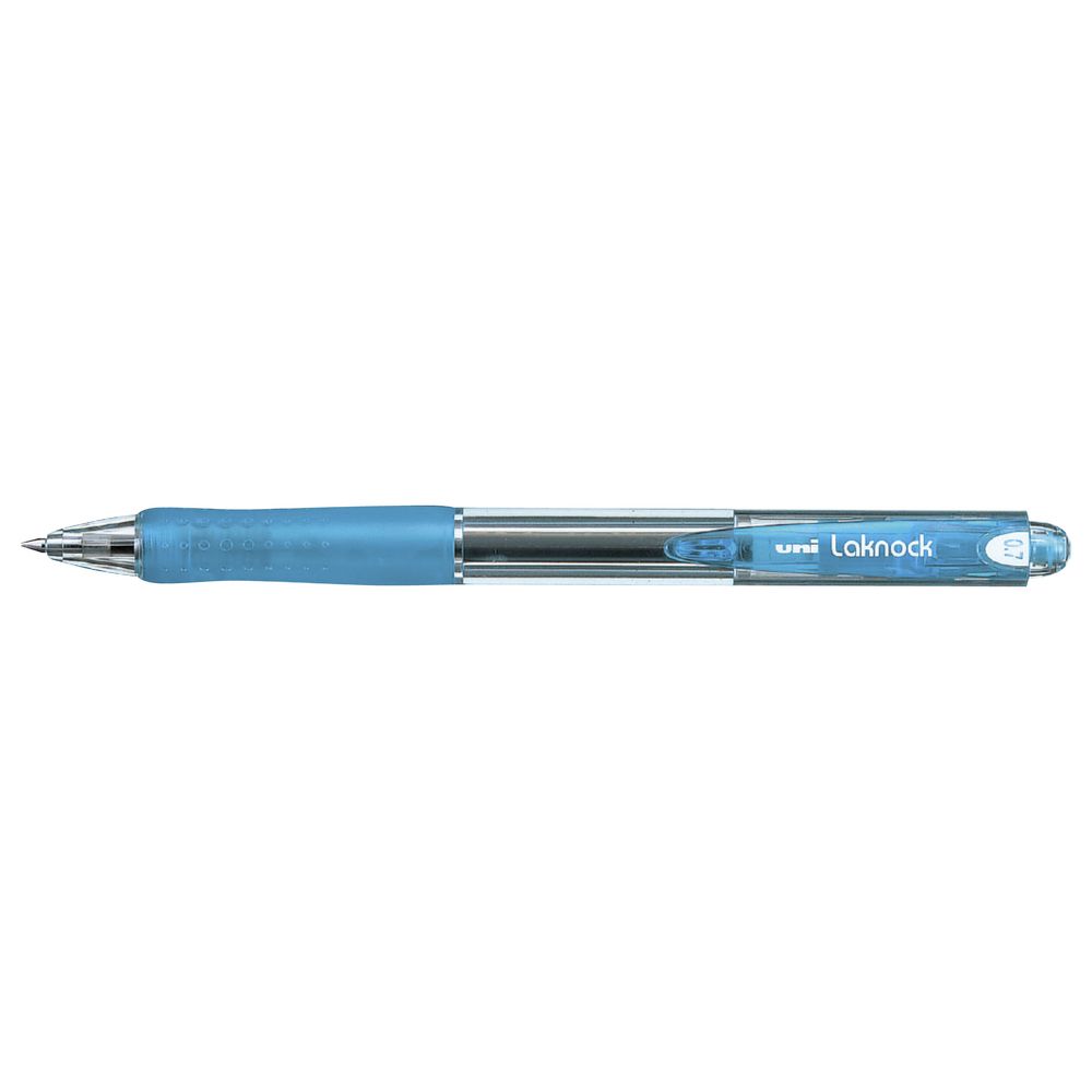 Uni Laknock Retractable Ballpoint Pen Transparent Light Blue