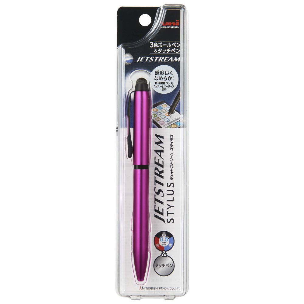 Uni Jetstream Stylus Rollerball Pen 3 Colour Pink