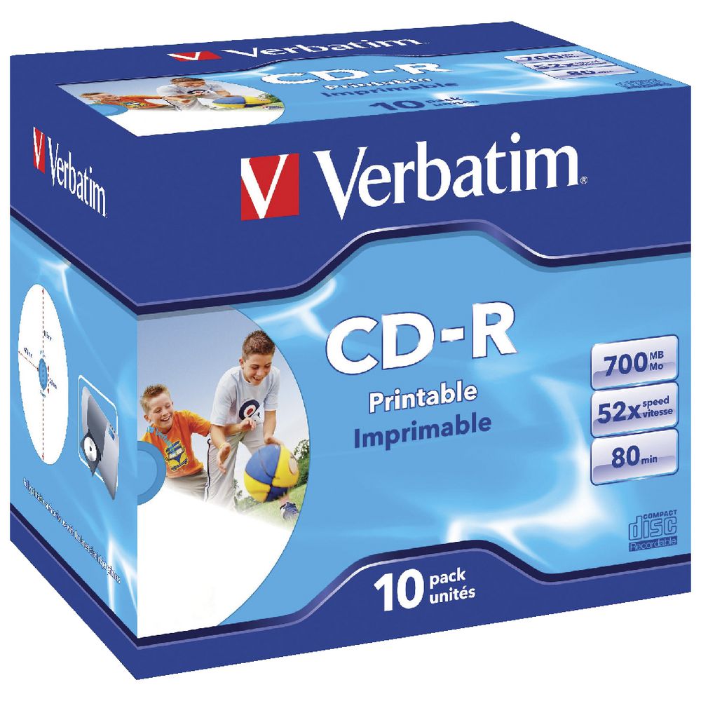 Verbatim CD-R 700MB 52x White Wide Inkjet 10 Pack