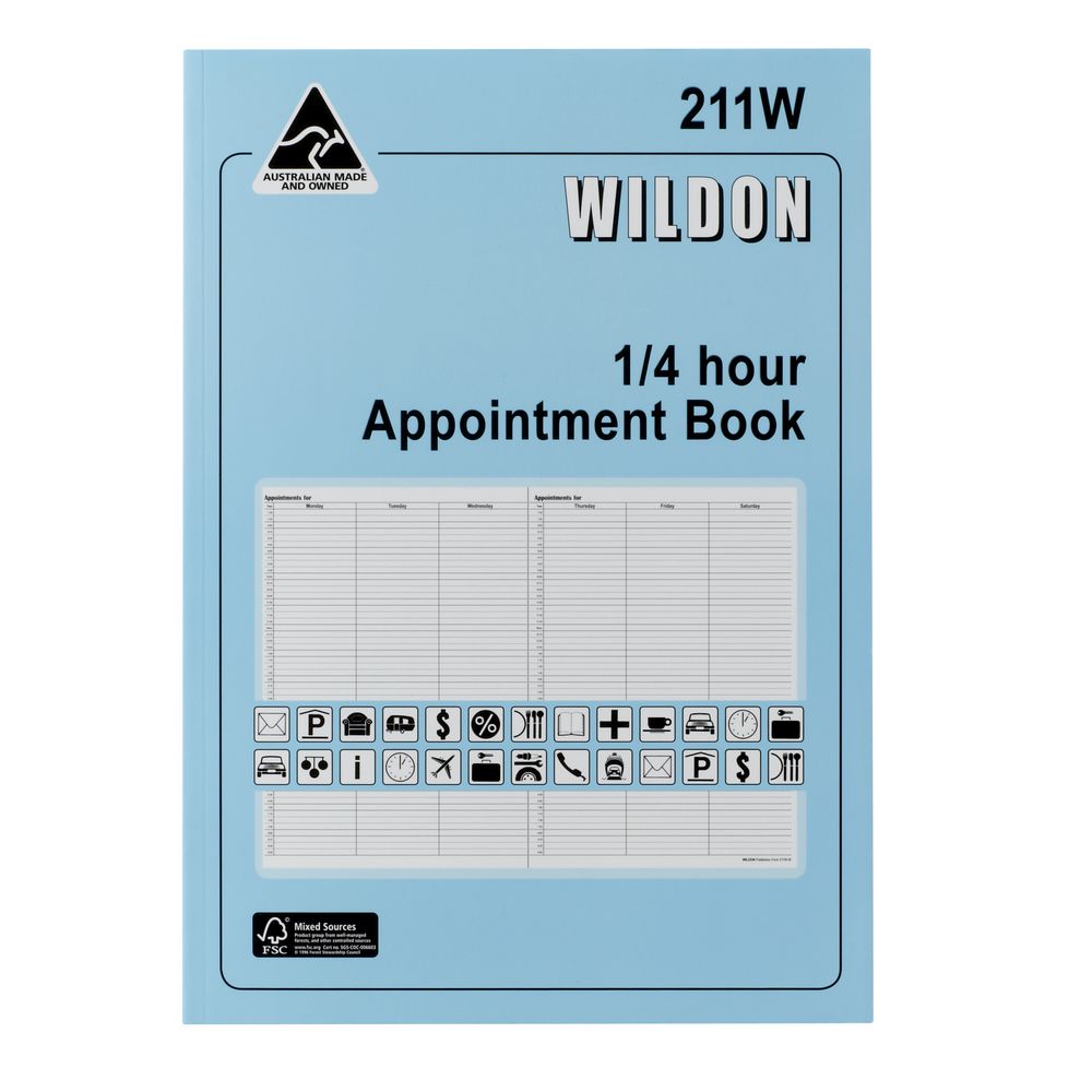 Wildon 211W 1/4 Hour Appointment Book