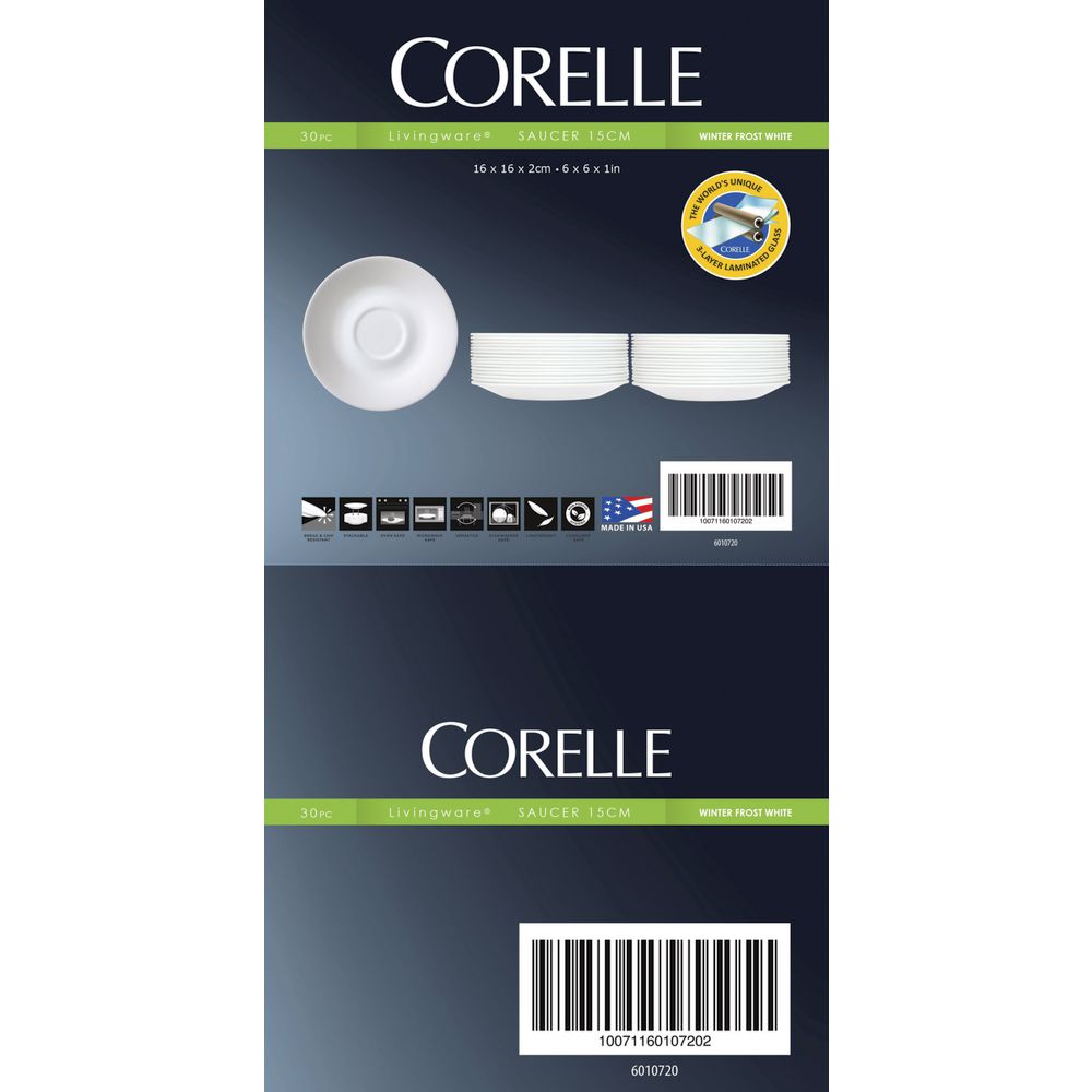 Corelle Livingware Saucer 15cm 30 Pack Frost White