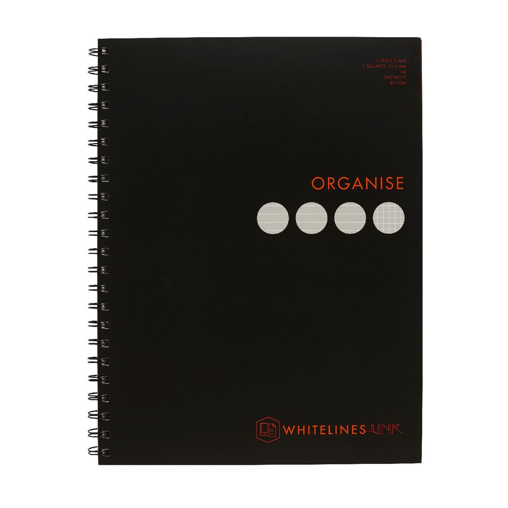 Whitelines A4 4 Subject Notebook 140 Page