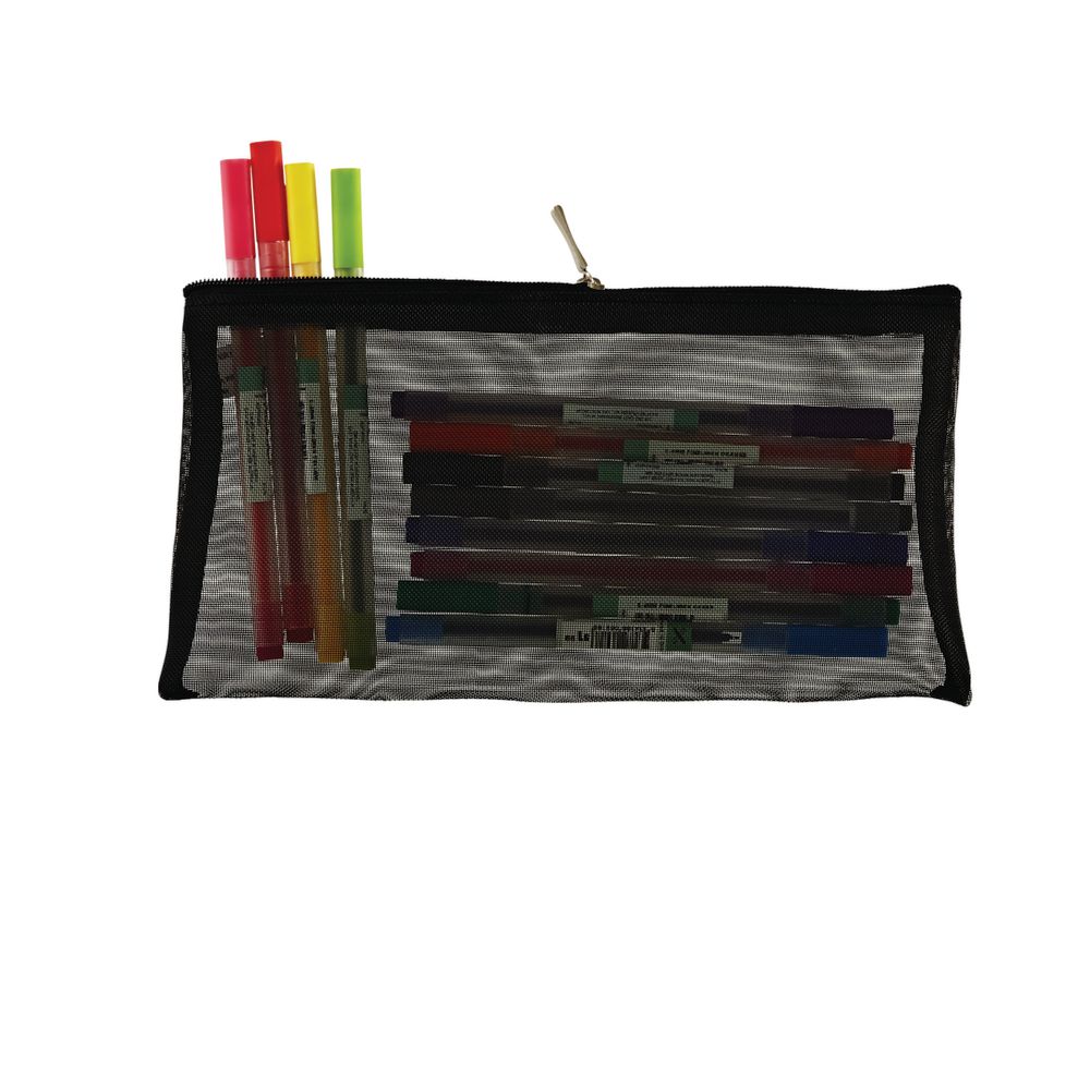 X Flat Mesh Pencil Case Large Black