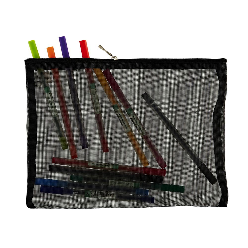 X Mesh Oversized Pencil Case Black