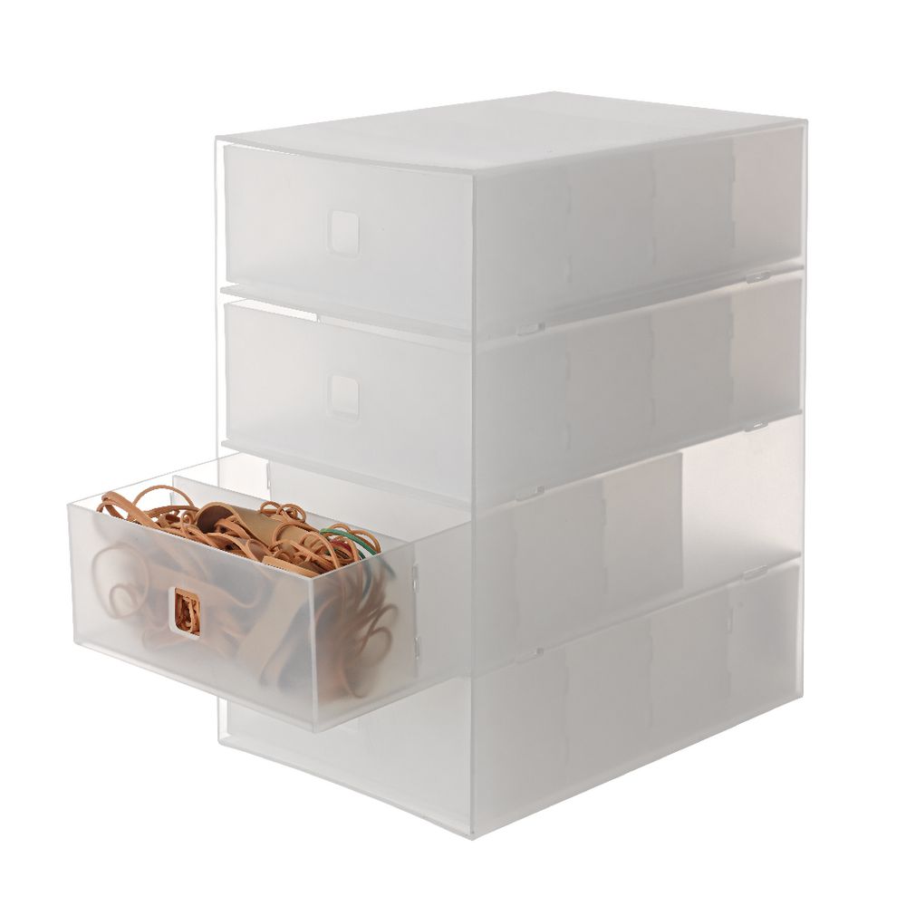 X 4 High Storage Drawers PP Frosted