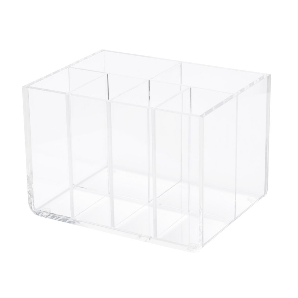 X 6 Compartment Desk Tidy Acrylic Clear