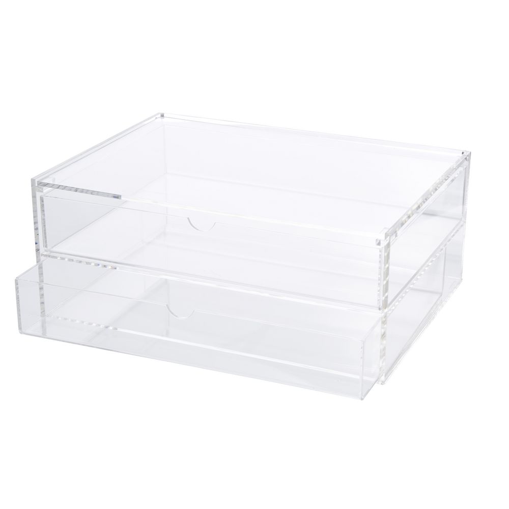 X 2 High A4 Landscape Drawers Acrylic Clear