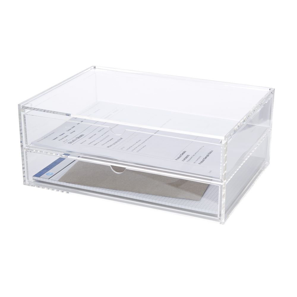 X 2 High A4 Landscape Drawers Acrylic Clear