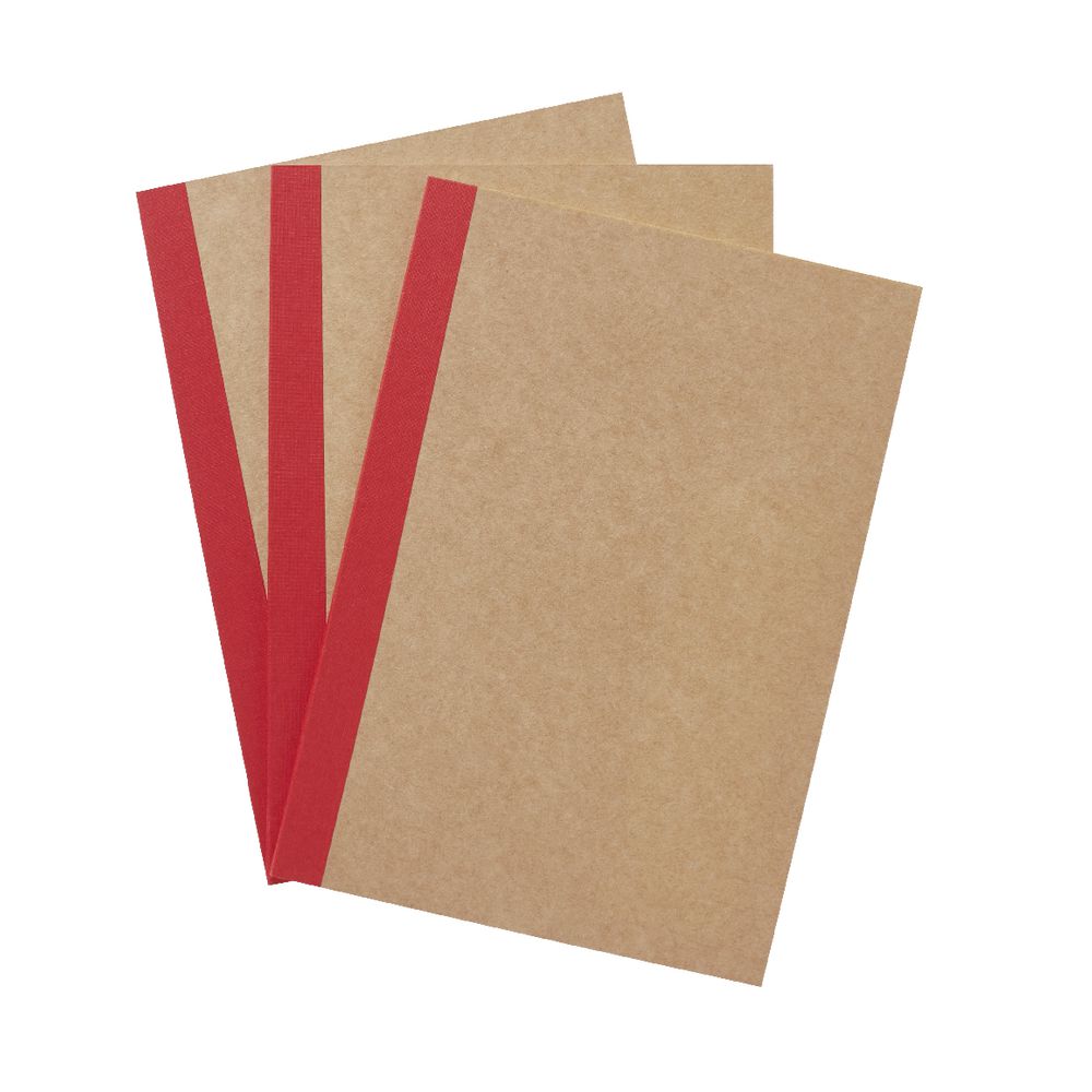 X A5 Plain Notebooks Kraft 3 Pack