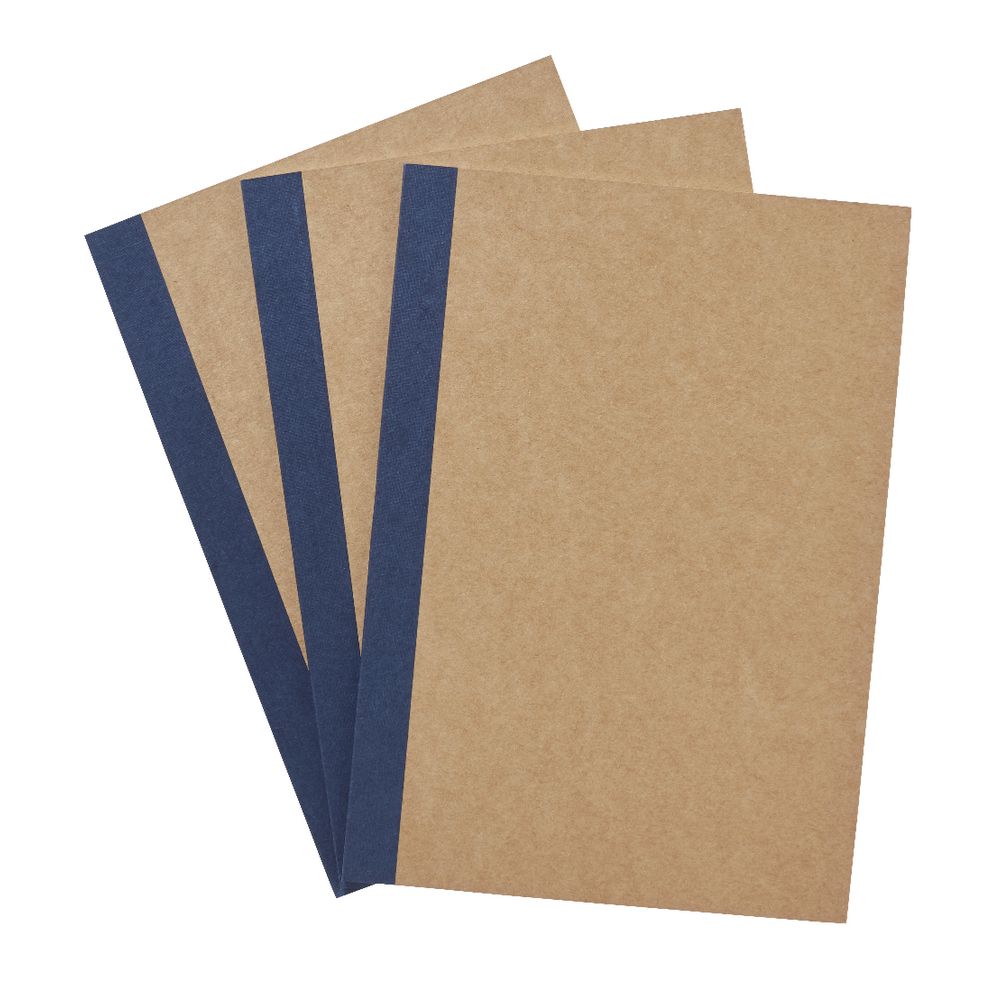 X A5 Grid Notebooks Kraft 3 Pack