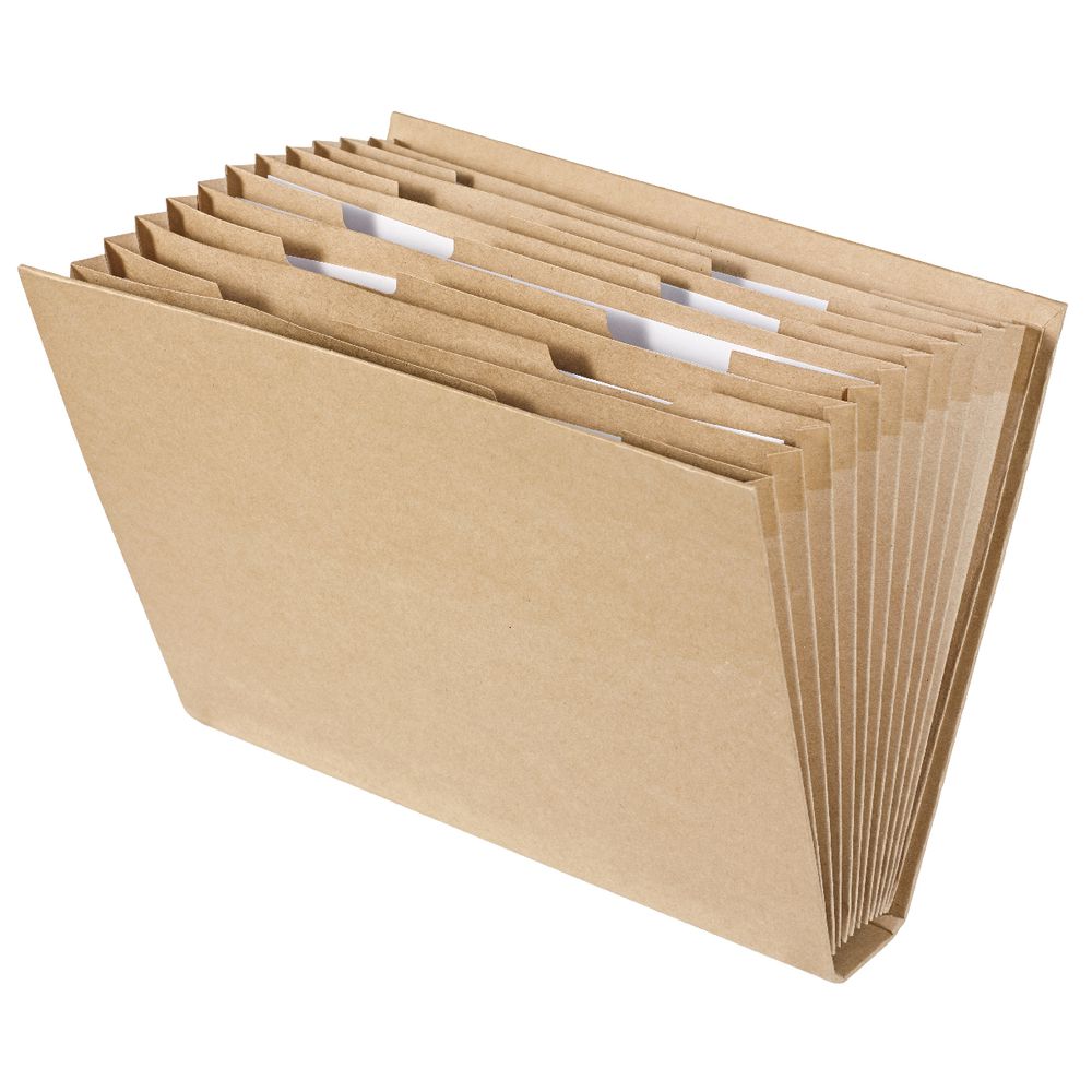 X Pressboard Expanding File A4 12 Pockets Kraft