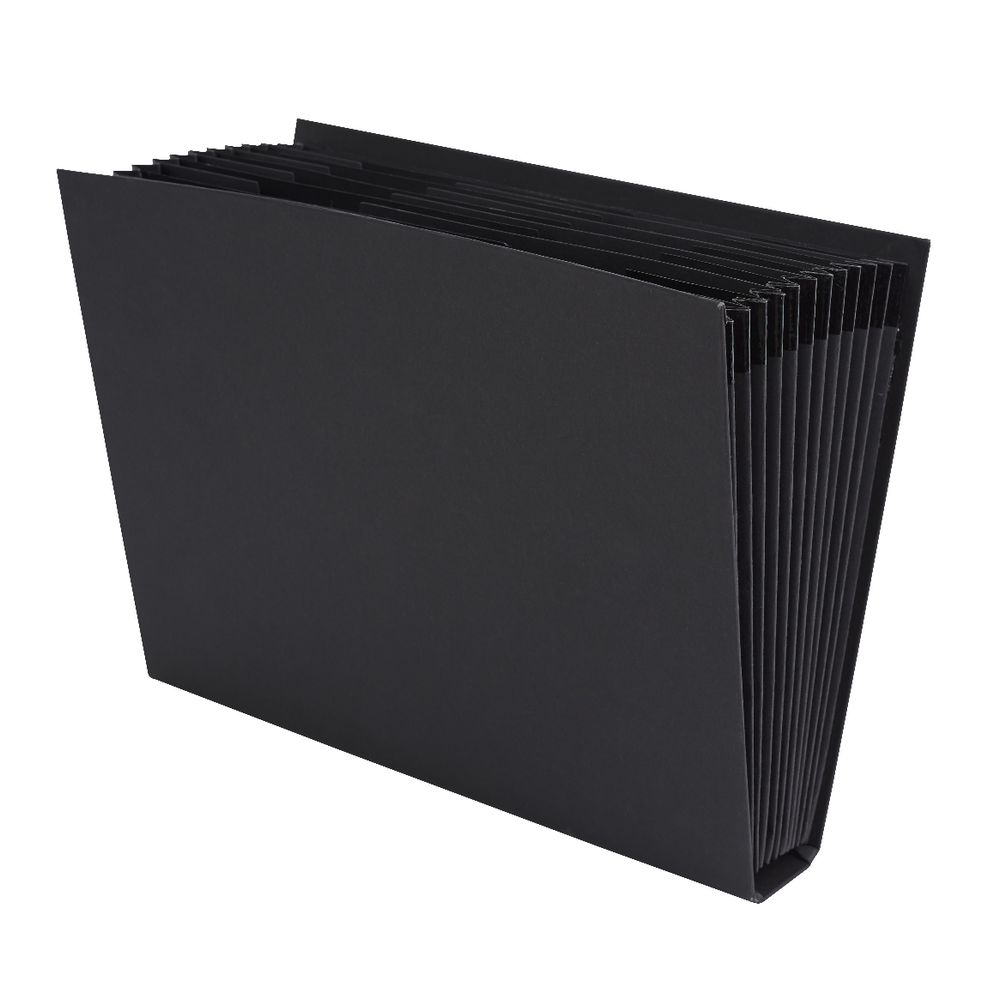X Pressboard Expanding File A4 12 Pockets Black