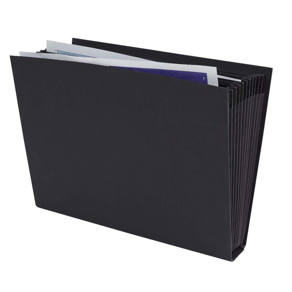 X Pressboard Expanding File A4 12 Pockets Black