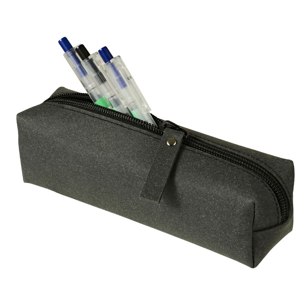 X Recycled Leather Tube Pencil Case Black