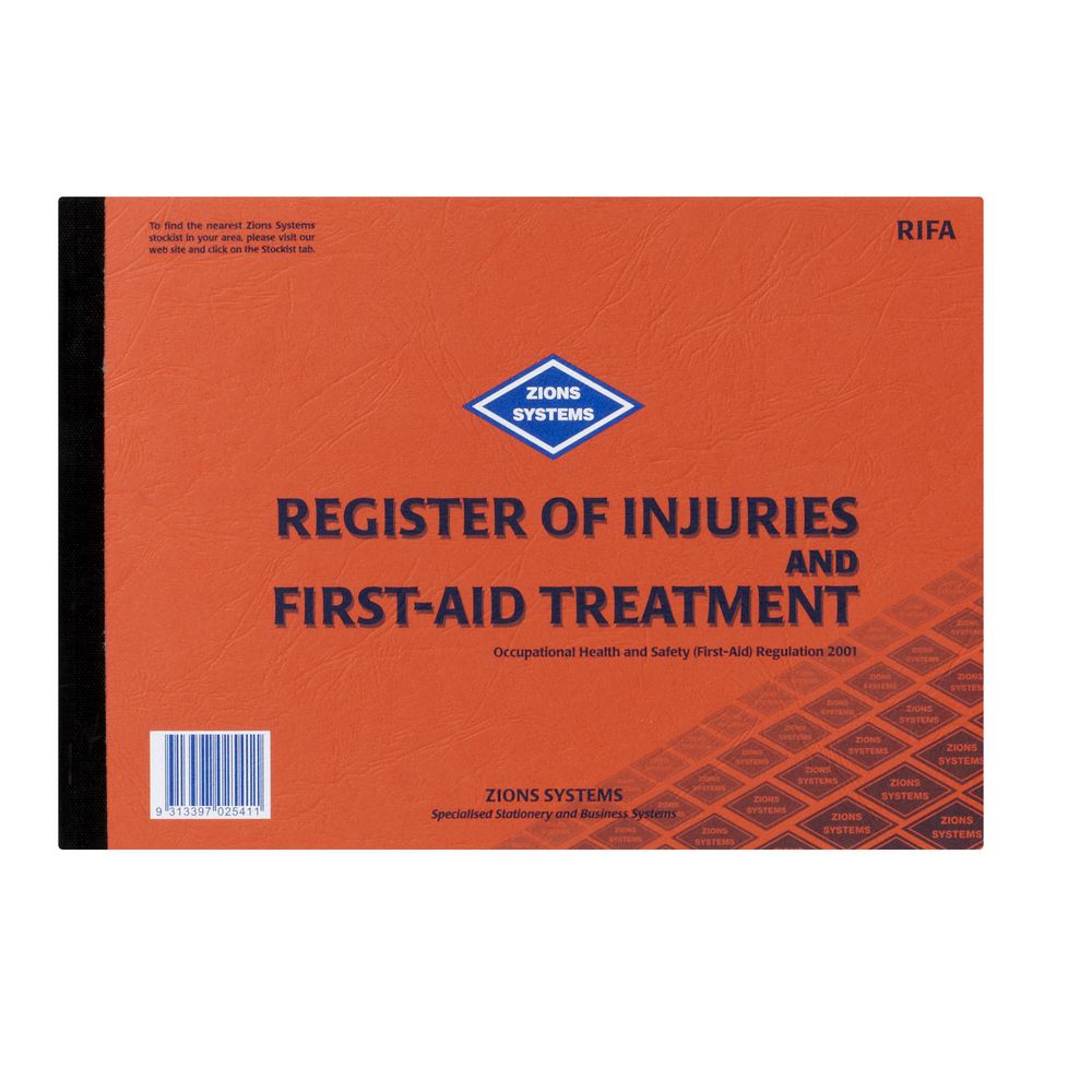 Zions Register of Injuries and First Aid Treatment Book