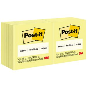 Post-it Notes 76x76mm Canary Yellow 12 Pack