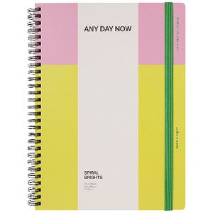 Any Day Now Spiral Brights B5 Ruled Notebook Pink and Yellow