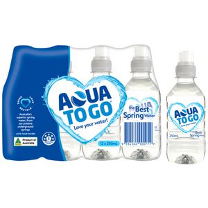 Aqua To Go 250mL Water Bottles 12 Pack