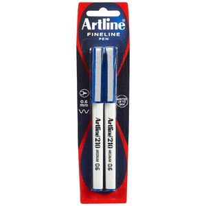Artline 210 Fineliner 0.6mm Blue 2 Pack