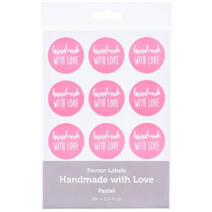 Handmade with Love Stickers Pastel Pink 24 Pack