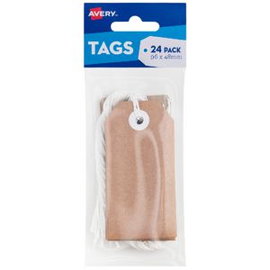 Avery Tag with String 96 x 48mm Kraft Brown 24 Pack