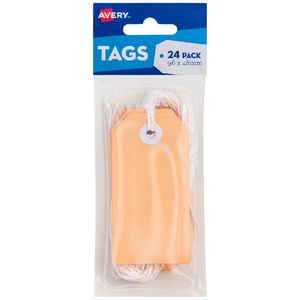 Avery Tag with String 96 x 48mm Peach 24 Pack