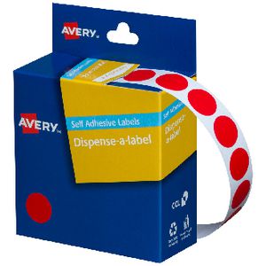 Avery Self-adhesive Dispenser Labels Red 14mm 1050 Pack