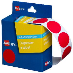 Avery Self-adhesive Dispenser Labels Red 24mm 500 Pack