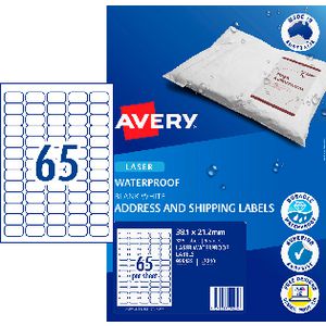 Avery 65UP Laser Waterproof Labels 5 Pack